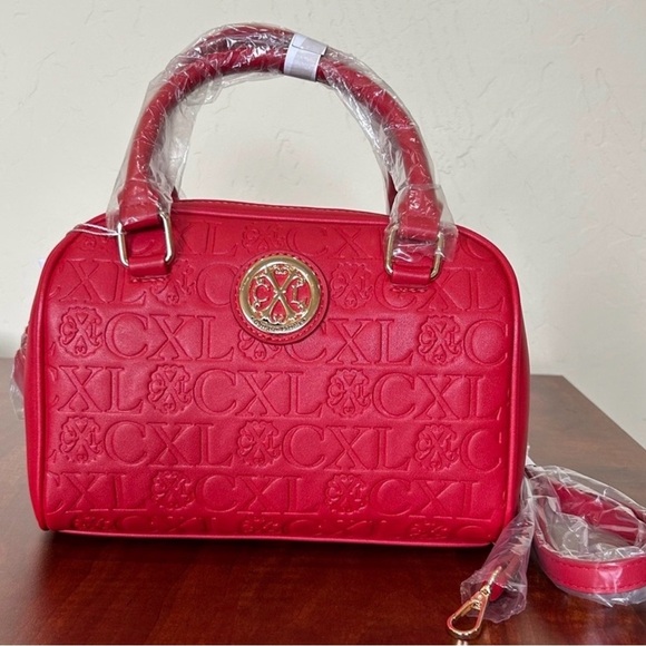 Christian Lacroix Handbags - Christian Lacroix Red Embossed Satchel